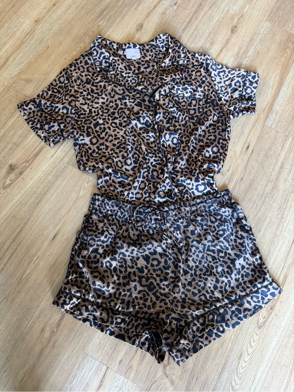 Show Me Your Mumu Leopard Print Satin Pajama Set